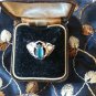 Antique Vintage Edwardian Ring - Aquamarine Silver and 12 k Gold Size UK O, US 7