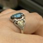 Antique Vintage Edwardian Ring - Aquamarine Silver and 12 k Gold Size UK O, US 7