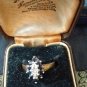 Antique Vintage 1930 Sapphire Diamond Sterling Silver Gilt Ring Size UK O, US 7