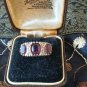 Antique Vintage Edwardian Sterling Silver Garnet Ring Size UK Q, US 8