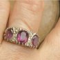 Antique Vintage Edwardian Sterling Silver Garnet Ring Size UK Q, US 8