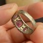 Antique Vintage Edwardian Sterling Silver Garnet Ring Size UK Q, US 8