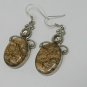 Vintage Scottish Agate Sterling Silver 925 Agate/Zircon Dropper Earrings -Heavy!