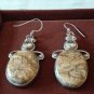 Vintage Scottish Agate Sterling Silver 925 Agate/Zircon Dropper Earrings -Heavy!