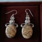 Vintage Scottish Agate Sterling Silver 925 Agate/Zircon Dropper Earrings -Heavy!