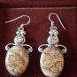 Vintage Scottish Agate Sterling Silver 925 Agate/Zircon Dropper Earrings -Heavy!