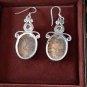 Vintage Scottish Agate Sterling Silver 925 Agate/Zircon Dropper Earrings -Heavy!