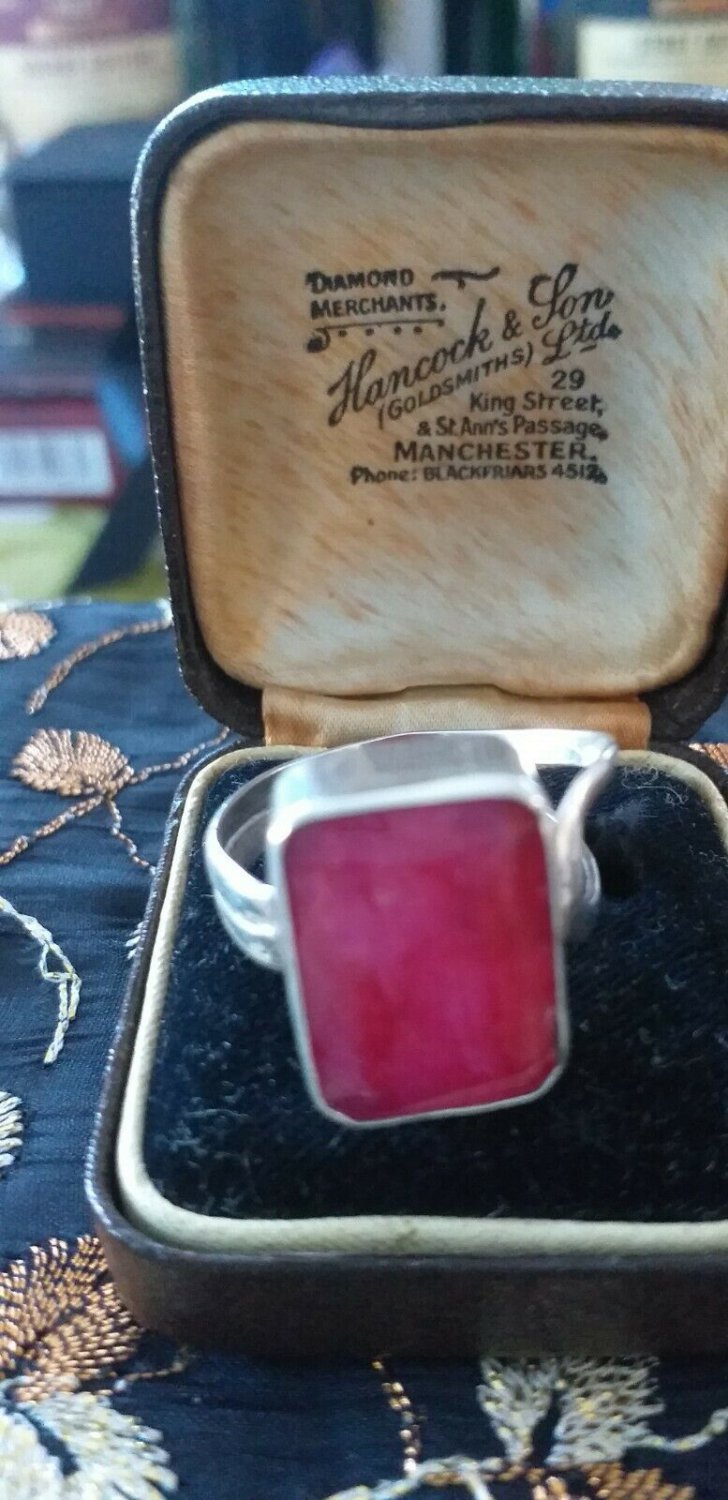 Antique Vintage Sterling Silver Ruby Ring Early 1950