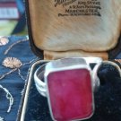 Antique Vintage Sterling Silver Ruby Ring Early 1950