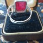 Antique Vintage Sterling Silver Ruby Ring Early 1950