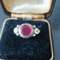 Antique Vintage Edwardian Ruby 1.1/4ct Solid Silver Ring Signet Hallmarked!!