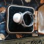 Antique Vintage Edwardian 925 Large Pearl Cultured Ring UK Size N, US 6 3/4