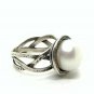 Antique Vintage Edwardian 925 Large Pearl Cultured Ring UK Size N, US 6 3/4