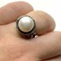 Antique Vintage Edwardian 925 Large Pearl Cultured Ring UK Size N, US 6 3/4
