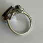 Antique Vintage Art Deco Sterling Silver Garnet Leaf Ring Size UK P, US 7 1/2