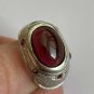 Antique Vintage Sterling Silver Heavy Cabochon Garnet Ring Signet in Old Box!!!