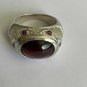 Antique Vintage Sterling Silver Heavy Cabochon Garnet Ring Signet in Old Box!!!