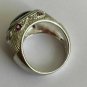 Antique Vintage Sterling Silver Heavy Cabochon Garnet Ring Signet in Old Box!!!