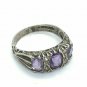 Antique Vintage Edwardian Vintage Sterling Silver Amethyst Ring Size N US 6.5