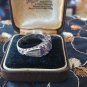 Antique Vintage Edwardian Vintage Sterling Silver Amethyst Ring Size N US 6.5