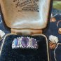 Antique Vintage Edwardian Vintage Sterling Silver Amethyst Ring Size N US 6.5
