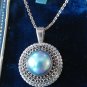Antique Vintage Late Edwardian Rare Blue Pearl Sterling Silver Necklace / Chain.