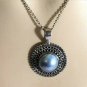 Antique Vintage Late Edwardian Rare Blue Pearl Sterling Silver Necklace / Chain.