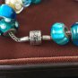 Vintage Rhonda Sutton 925 Silver & Glass Bead Charms Bracelet 7 Inch 45.7 Grams!