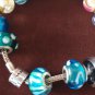 Vintage Rhonda Sutton 925 Silver & Glass Bead Charms Bracelet 7 Inch 45.7 Grams!