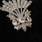 Antique Vintage Art Deco Sterling Silver Brooch with Amethyst and Marcasites