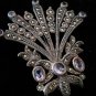 Antique Vintage Art Deco Sterling Silver Brooch with Amethyst and Marcasites