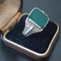 Antique Vintage Ring Signet -Green Emerald, Late Edwardian size UK X, US 11.1/4