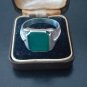 Antique Vintage Ring Signet -Green Emerald, Late Edwardian size UK X, US 11.1/4