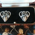 Antique Vintage Victorian -Celtic  Sterling Silver Earrings Clip on Hallmarked
