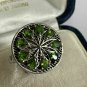Antique Vintage 1960 Round Green Peridot Sterling Silver Ring Size UK N 1/2 US 7