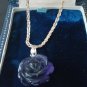 Antique Vintage Edwardian 925 Silver & Amethyst Flower Pendant & 16 inch Chain