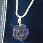 Antique Vintage Edwardian 925 Silver & Amethyst Flower Pendant & 16 inch Chain