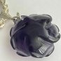 Antique Vintage Edwardian 925 Silver & Amethyst Flower Pendant & 16 inch Chain