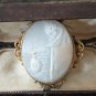 Antique Vintage Victorian Rolled Gold Mother of Pearl Design Carved Large Brooch