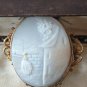 Antique Vintage Victorian Rolled Gold Mother of Pearl Design Carved Large Brooch