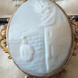 Antique Vintage Victorian Rolled Gold Mother of Pearl Design Carved Large Brooch
