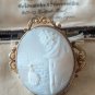 Antique Vintage Victorian Rolled Gold Mother of Pearl Design Carved Large Brooch