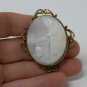 Antique Vintage Victorian Rolled Gold Mother of Pearl Design Carved Large Brooch