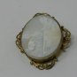 Antique Vintage Victorian Rolled Gold Mother of Pearl Design Carved Large Brooch
