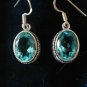 Antique Vintage Edwardian Sterling Silver AQUAMARINE Earrings