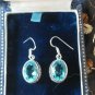 Antique Vintage Edwardian Sterling Silver AQUAMARINE Earrings
