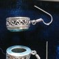 Antique Vintage Edwardian Sterling Silver AQUAMARINE Earrings