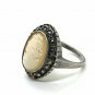Antique Vintage Victorian Sterling Silver Cameo Ring Size UK M US 6 1/4