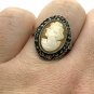 Antique Vintage Victorian Sterling Silver Cameo Ring Size UK M US 6 1/4