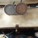 Antique Vintage Edwardian 1904 Sterling Silver 925 Coin Earrings - 5.9 gram